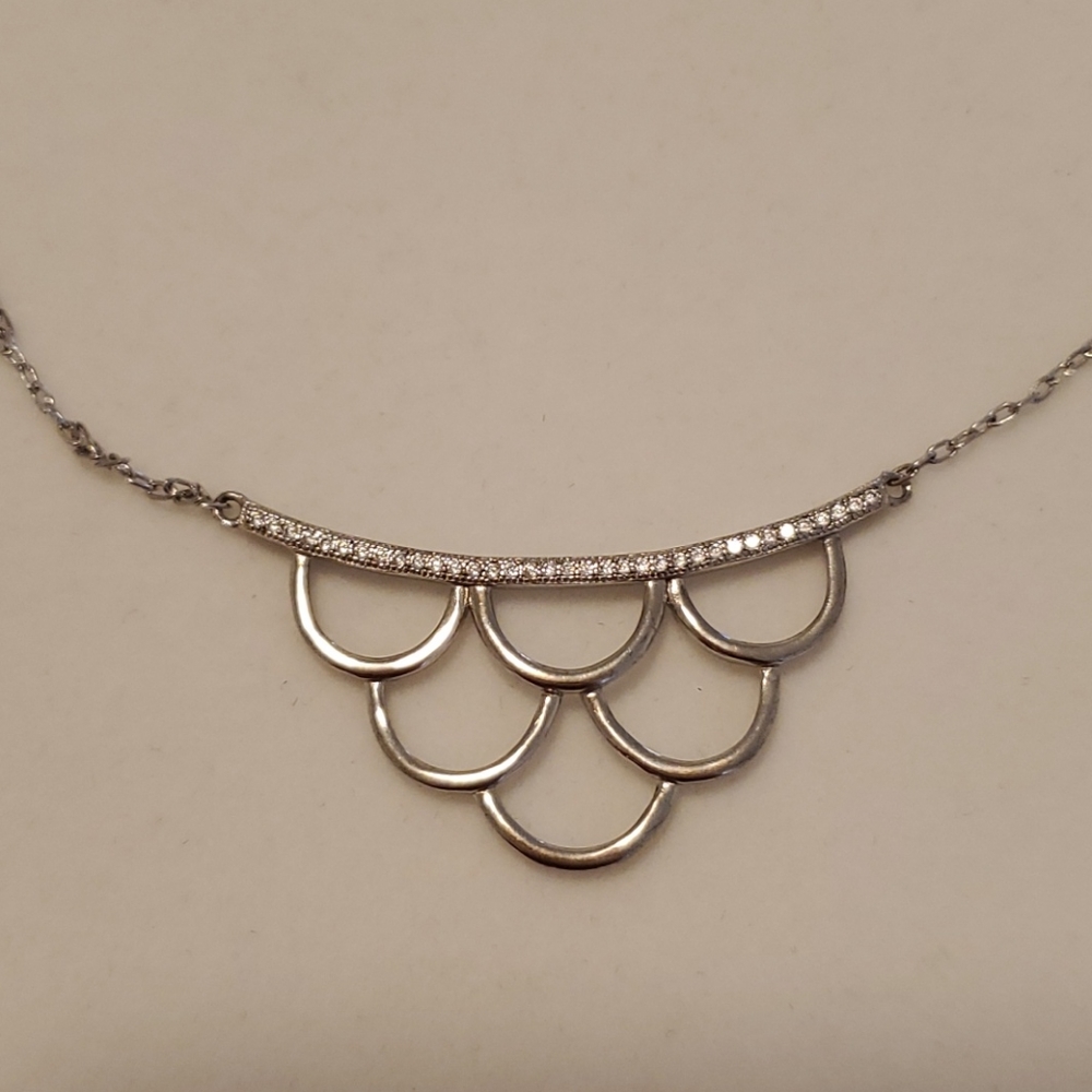 Silver necklace with crystal